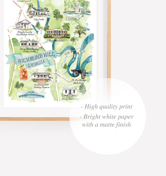 Richmond Hill, GA Watercolor Map Print