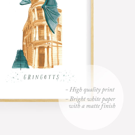 Wizarding Bank Watercolor Print