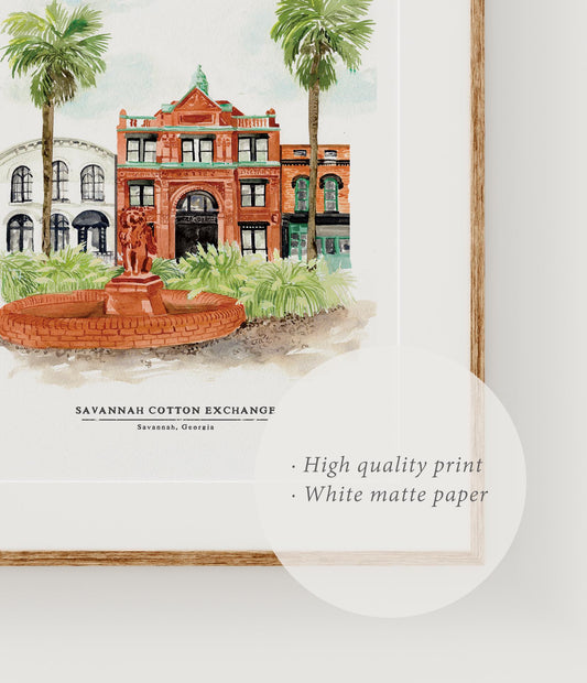 Savannah Cotton Exchange illustration - hand painted room decor