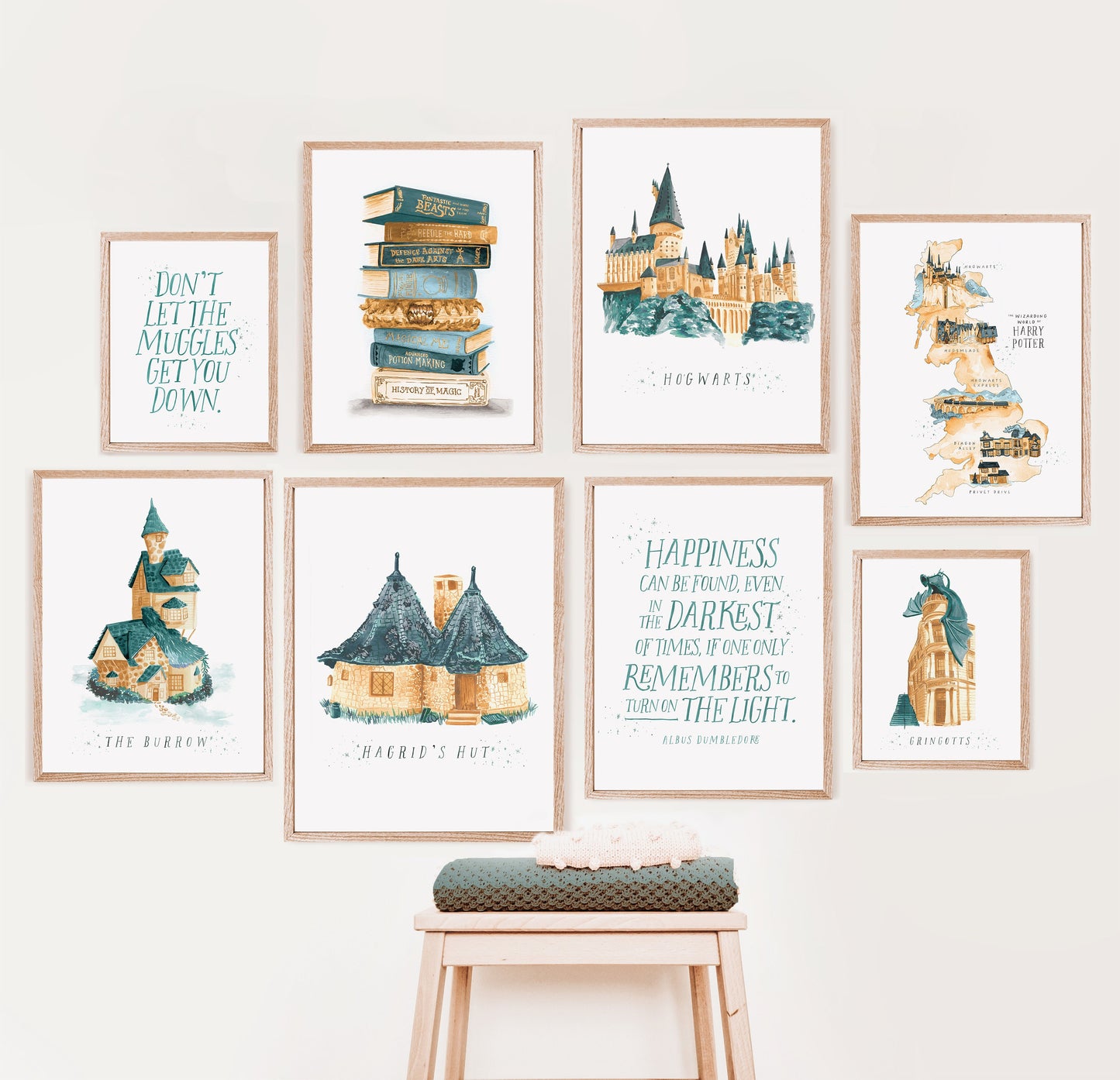 Wizarding Happiness Quote Watercolor Print