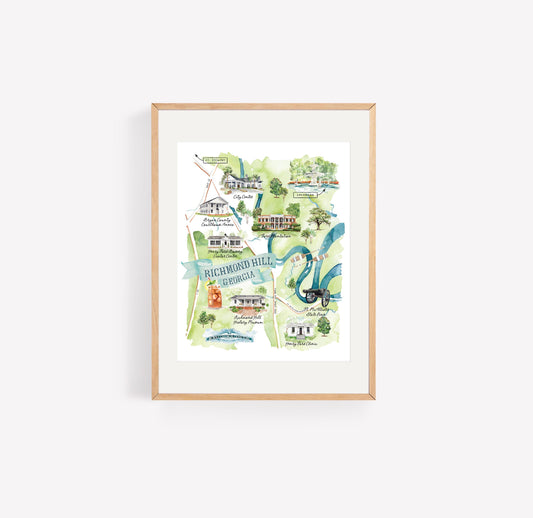 Richmond Hill, GA Watercolor Map Print