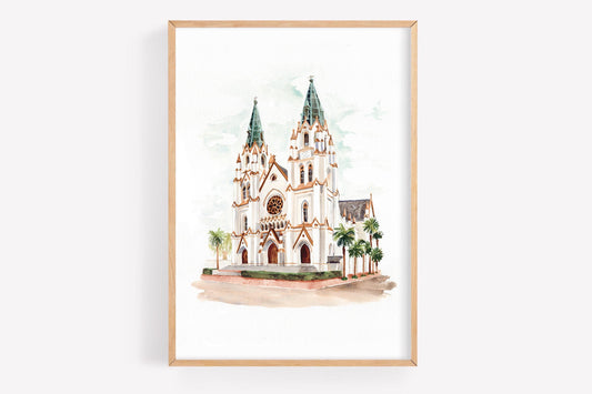 Cathedral Basilica of St. John the Baptist Watercolor Print