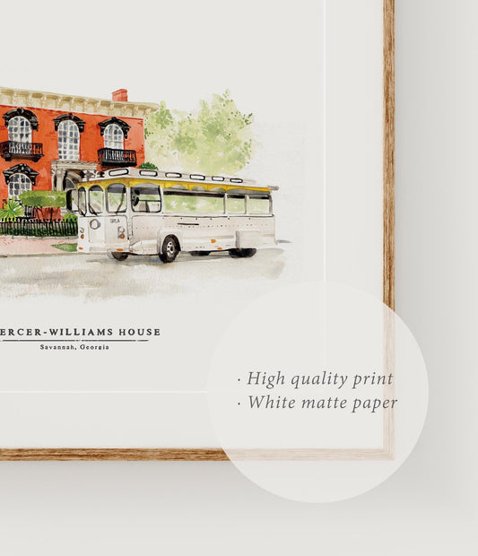 Mercer-Williams House and Savannah Trolley Print