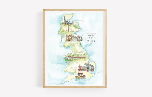 Watercolor Wizarding World Map Print