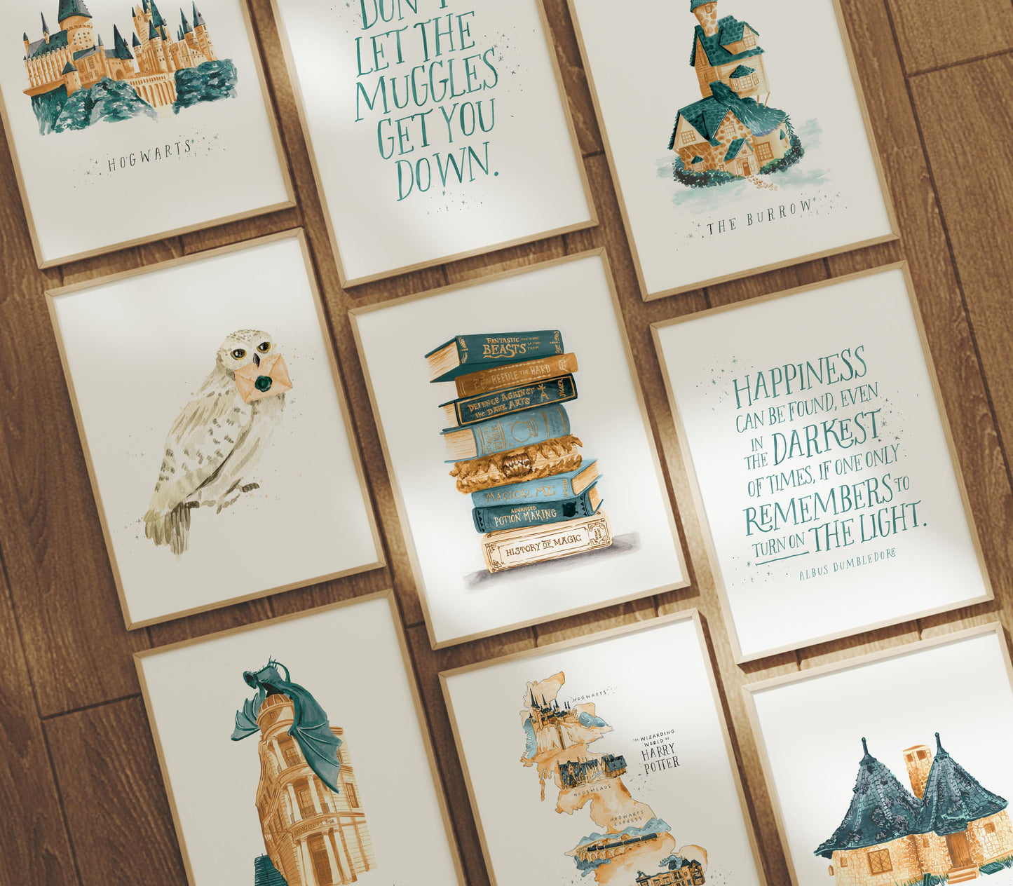 Wizarding School Books Watercolor Print