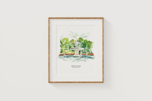 Forsyth Park Savannah illustration