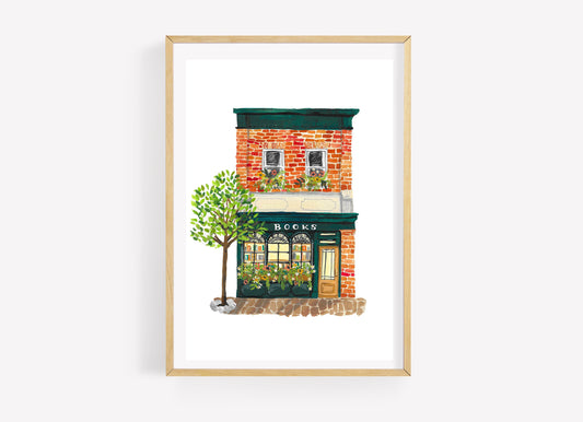 Dreamy Bookstore Watercolor Print