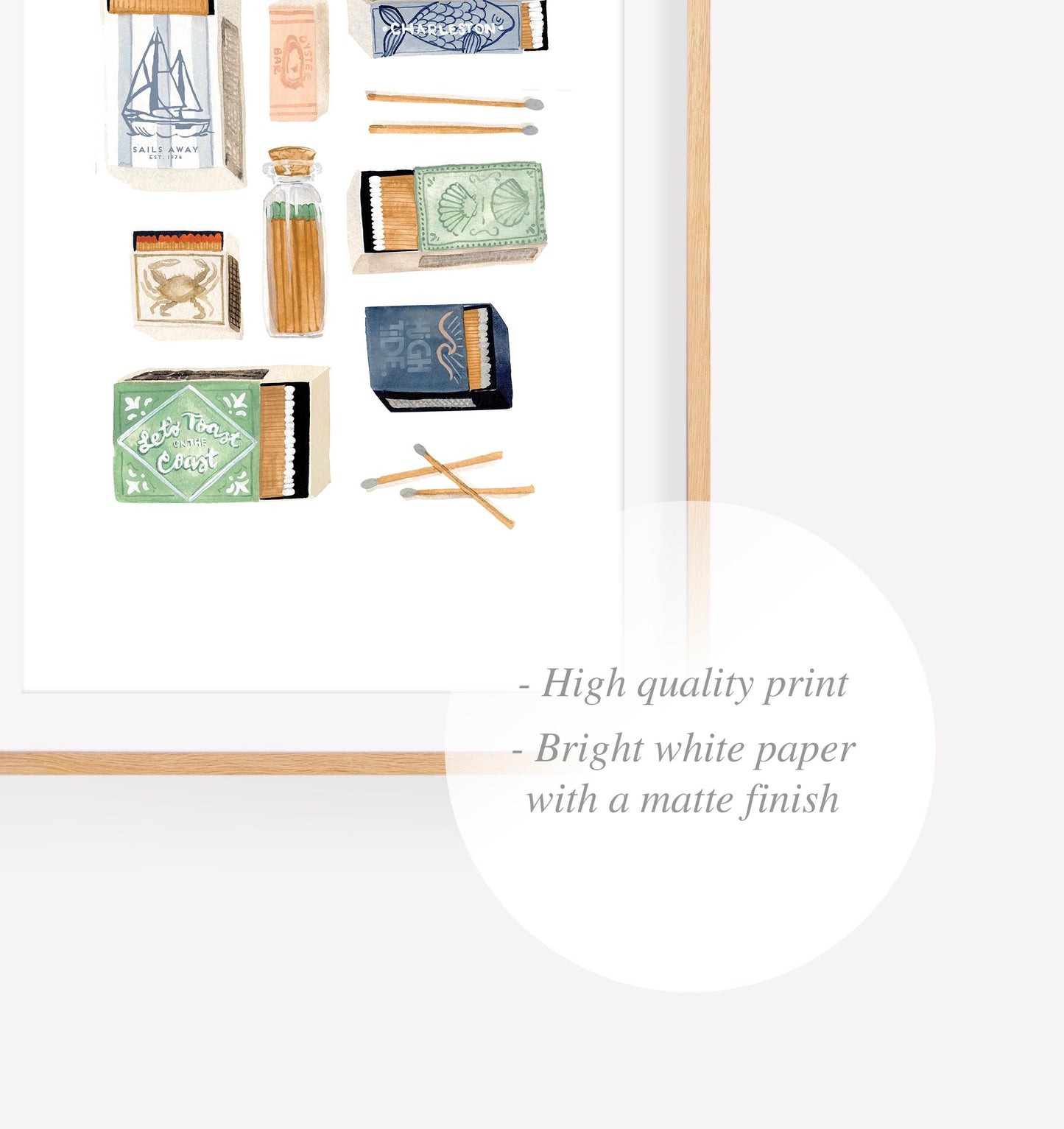 Coastal Match Box Watercolor Print