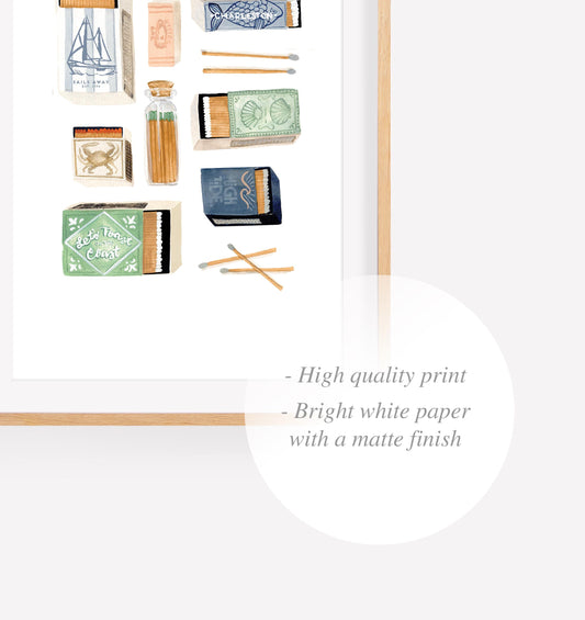 Coastal Match Box Watercolor Print