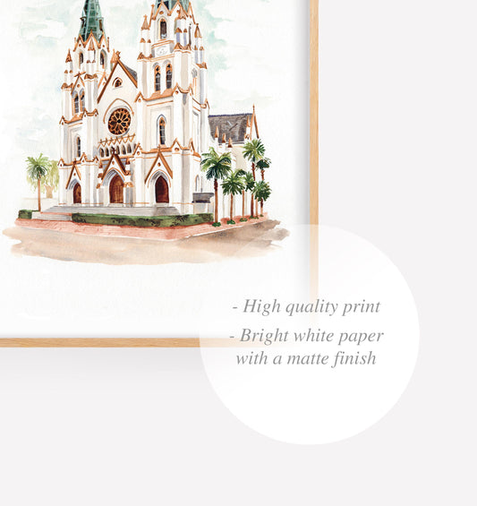 Cathedral Basilica of St. John the Baptist Watercolor Print
