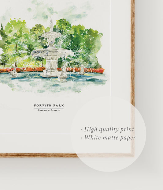 Forsyth Park Savannah illustration