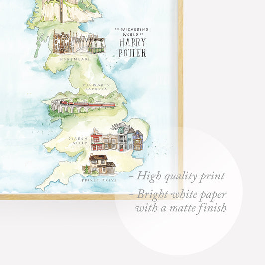 Wizarding World Watercolor Map- hand painted room decor