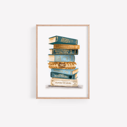 School books Wizarding World watercolor Print