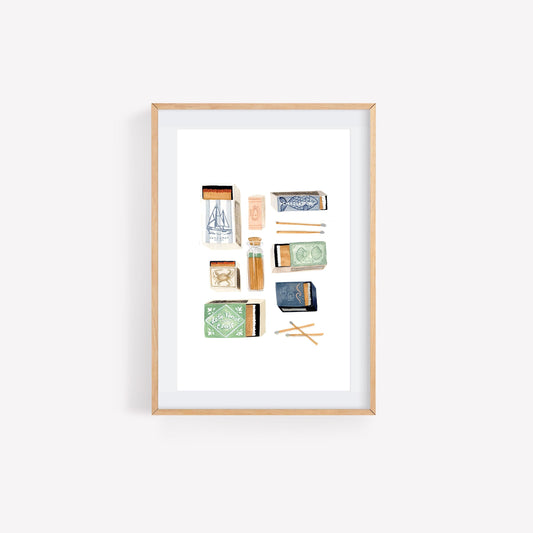 Coastal Match Box Watercolor Print