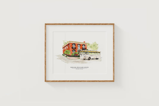 Mercer-Williams House and Savannah Trolley Print
