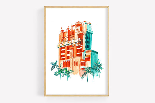 Hollywood Studios Tower of Terror Watercolor print